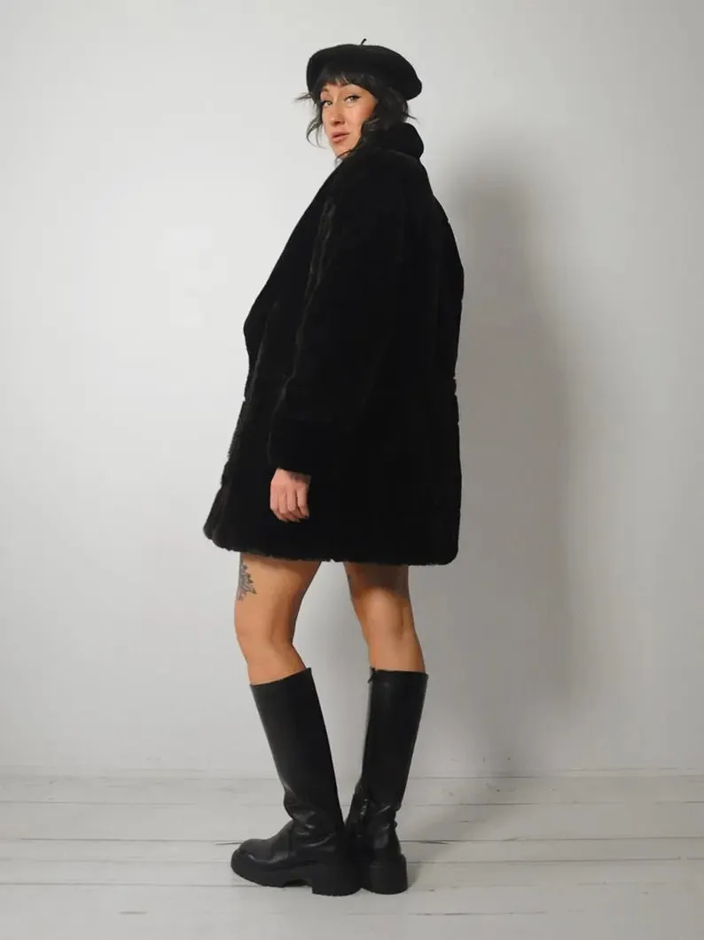1980's Checkered Faux Fur Coat