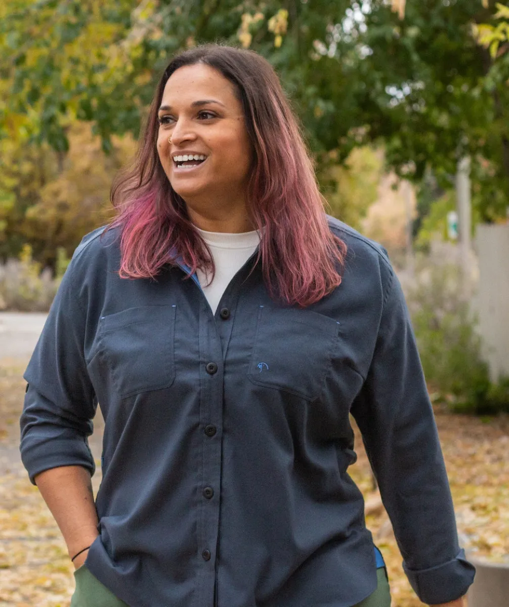 Alpine Parrot Bristlecone Flannel Womens Shirt Charcoal Grey Plus Sizes 1-2