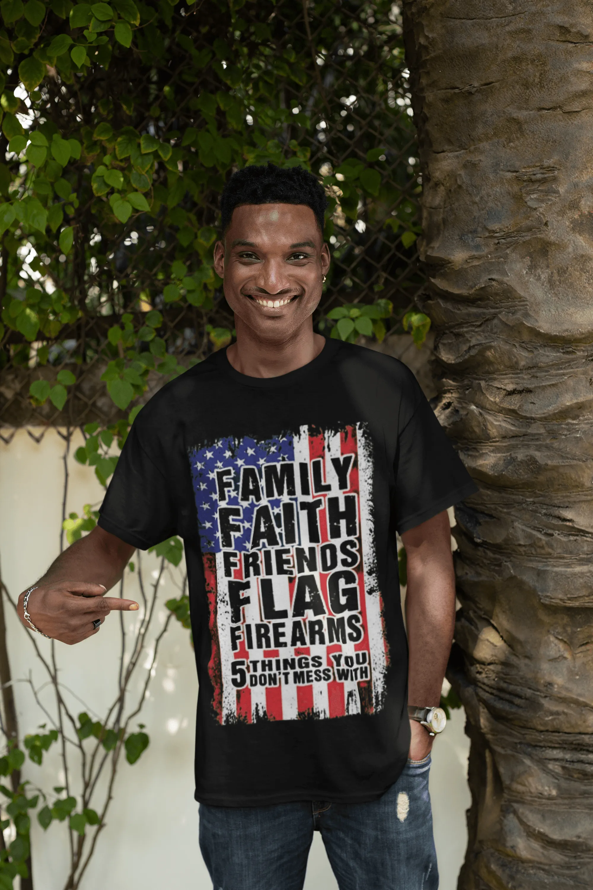 American Flag T-Shirt Five F's You Don't Mess With Short Sleeve Lightweight Crew Neck Top
