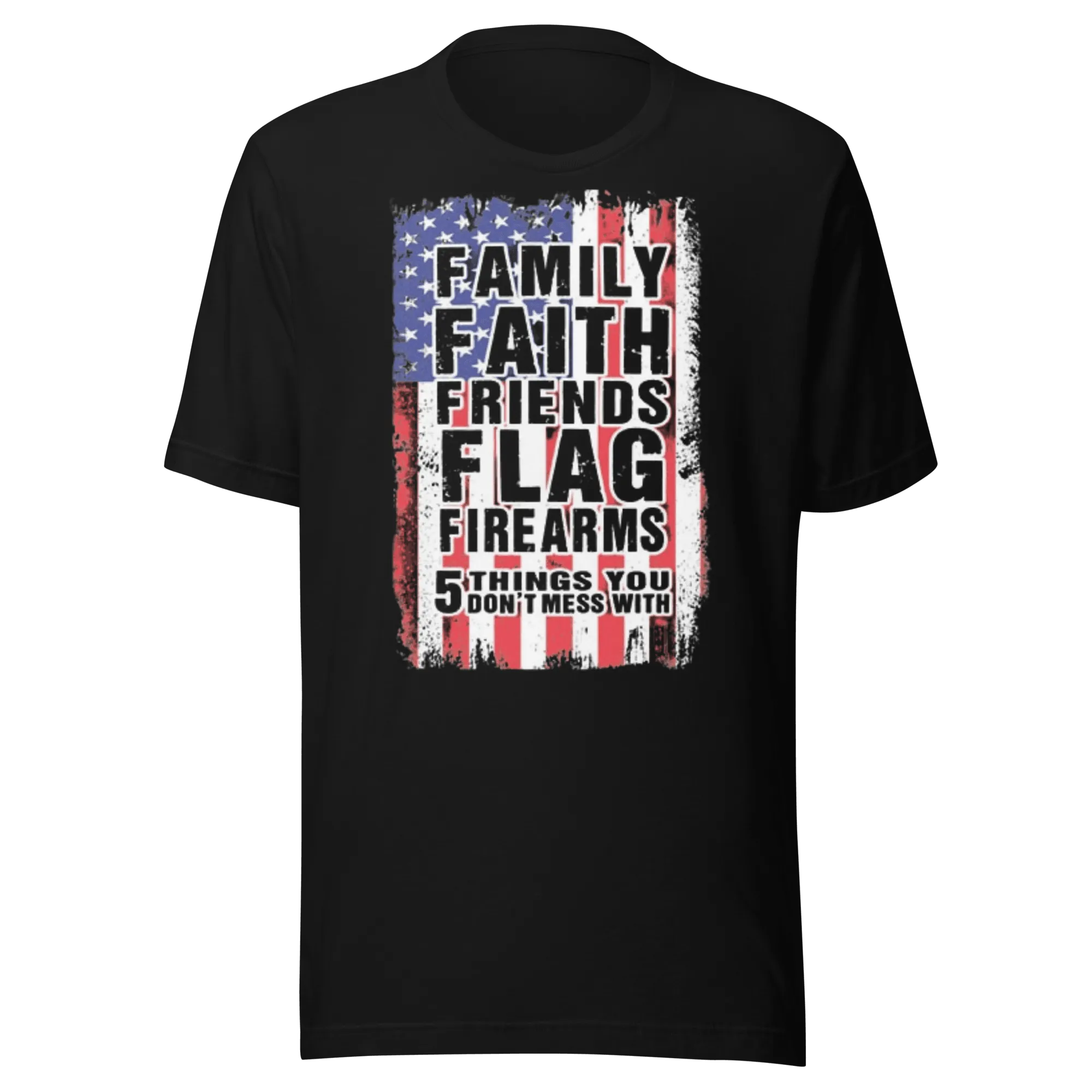 American Flag T-Shirt Five F's You Don't Mess With Short Sleeve Lightweight Crew Neck Top