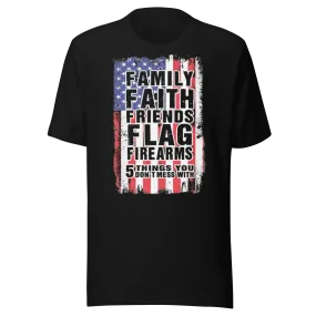 American Flag T-Shirt Five F's You Don't Mess With Short Sleeve Lightweight Crew Neck Top