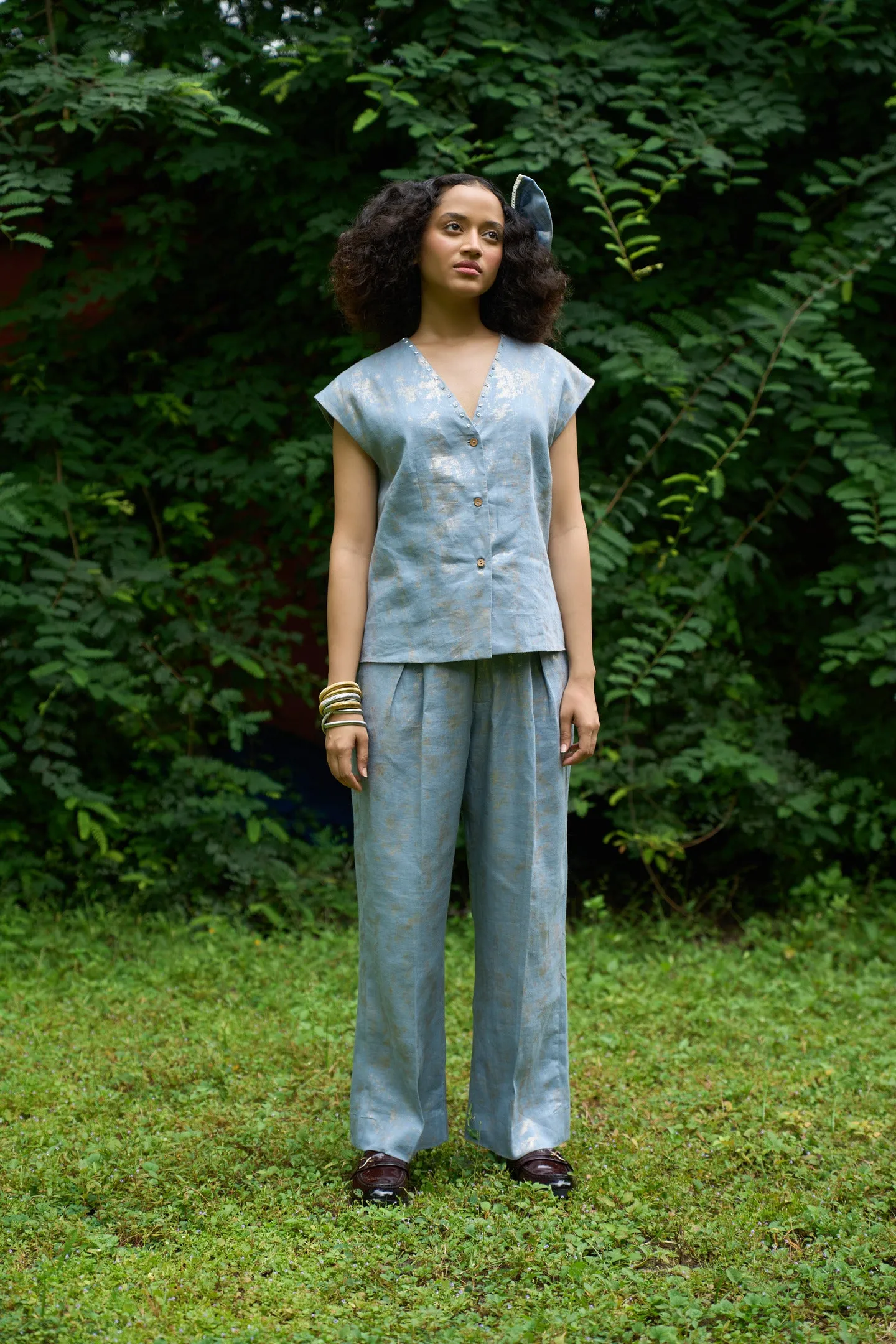 Azure Vest & Flared Pants Set