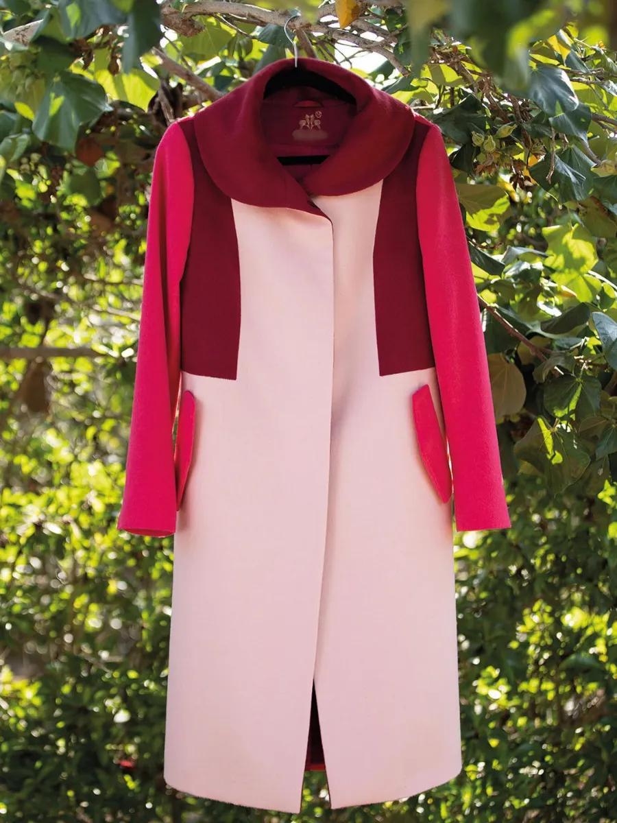 Baby Alpaca Pink Color Block Alice Coat