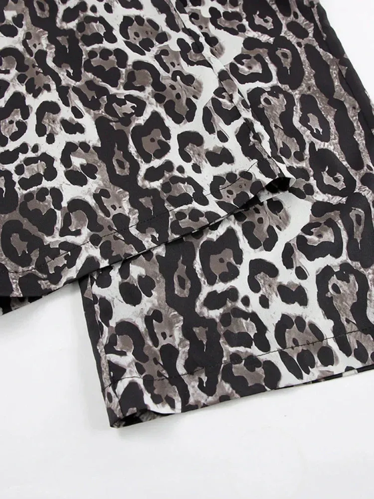 Back To School Joskaa Vintage Leopard Pants Women Streetwear Causal Baggy High Waist Kpop Wide Leg Jogging Trousers Hip Hop Fashion Sweatpants