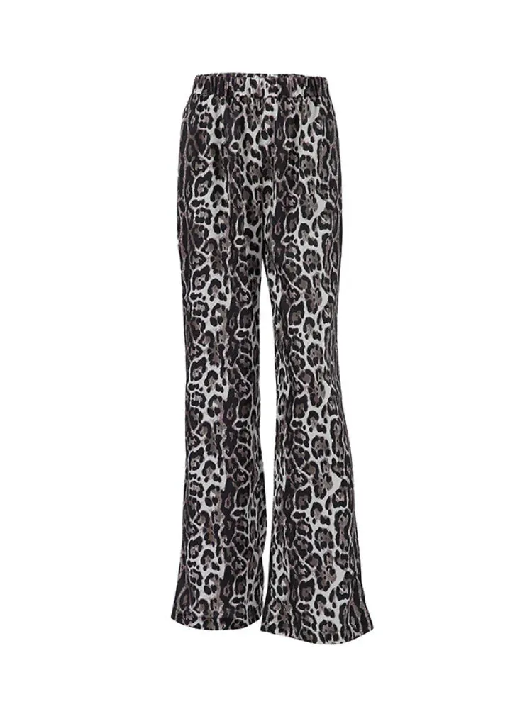 Back To School Joskaa Vintage Leopard Pants Women Streetwear Causal Baggy High Waist Kpop Wide Leg Jogging Trousers Hip Hop Fashion Sweatpants
