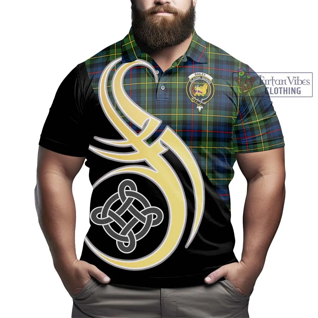 Bailey Modern Tartan Polo Shirt with Family Crest and Celtic Symbol Style