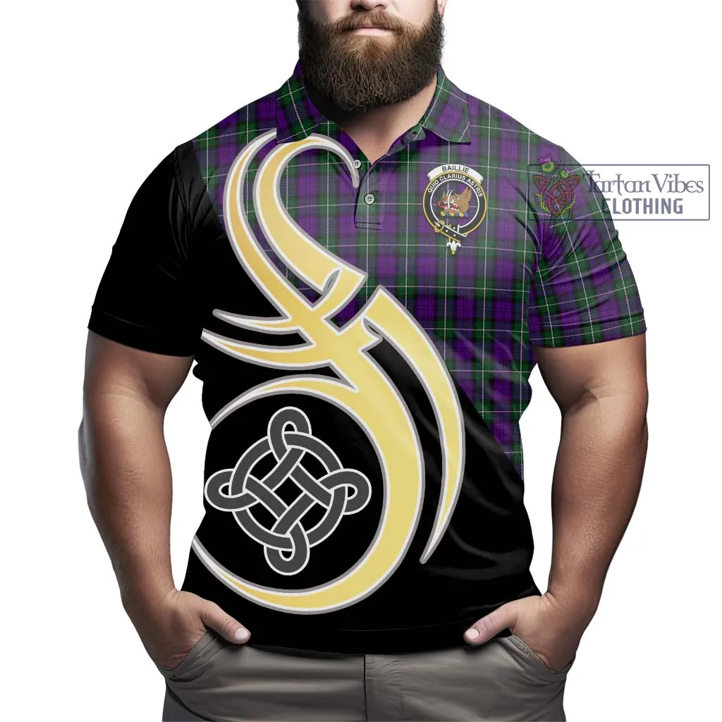Baillie Highland Society Tartan Polo Shirt with Family Crest and Celtic Symbol Style