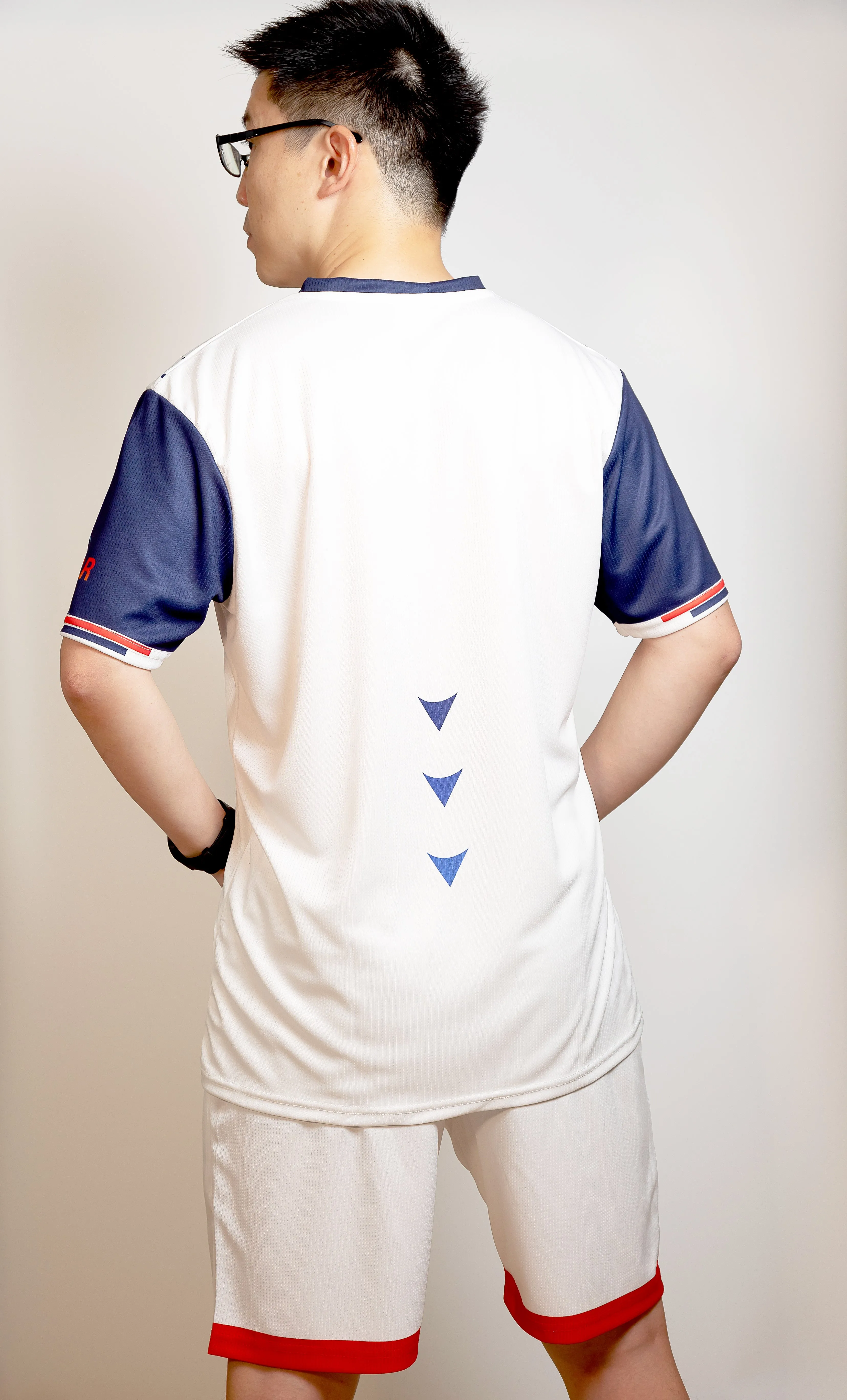 Blue Arrow BRR Top - White with Blue Dots - Badminton/Tennis/Squash T-Shirt