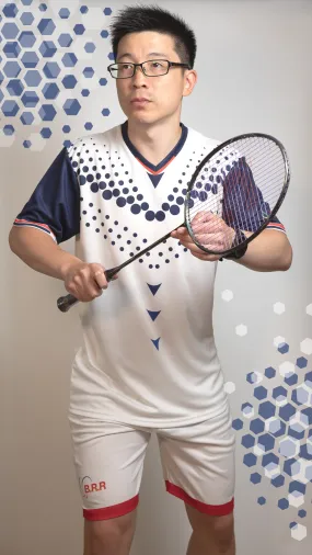 Blue Arrow BRR Top - White with Blue Dots - Badminton/Tennis/Squash T-Shirt