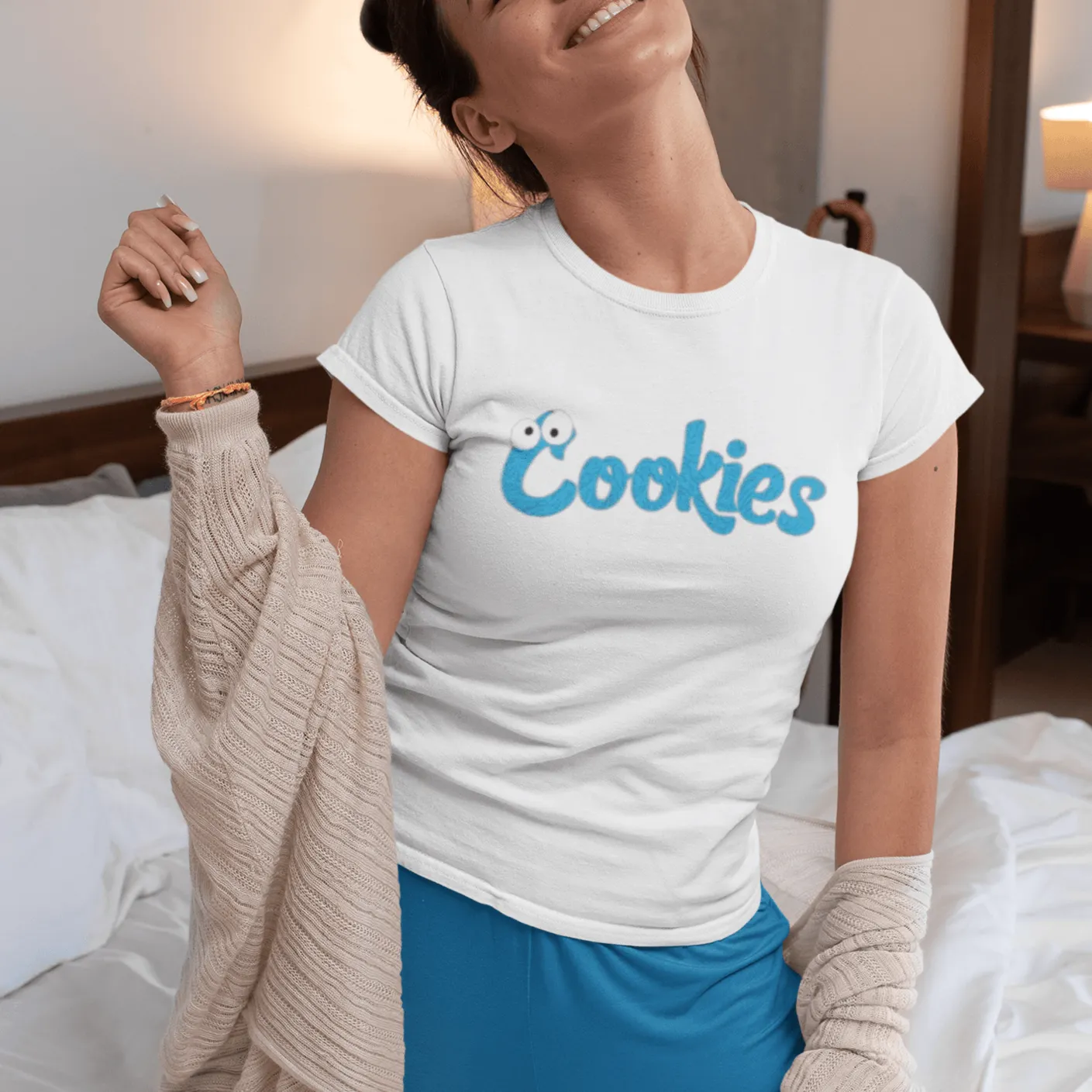 Blue Cookies T-shirt 100% Ultra Soft Cotton Crew Neck Unisex Top