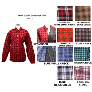 Bond Street Ltd  Bond Street 151704XLRC Quilted Snap Heat Keep Cotton Work Shirt, Size XL, Red Check