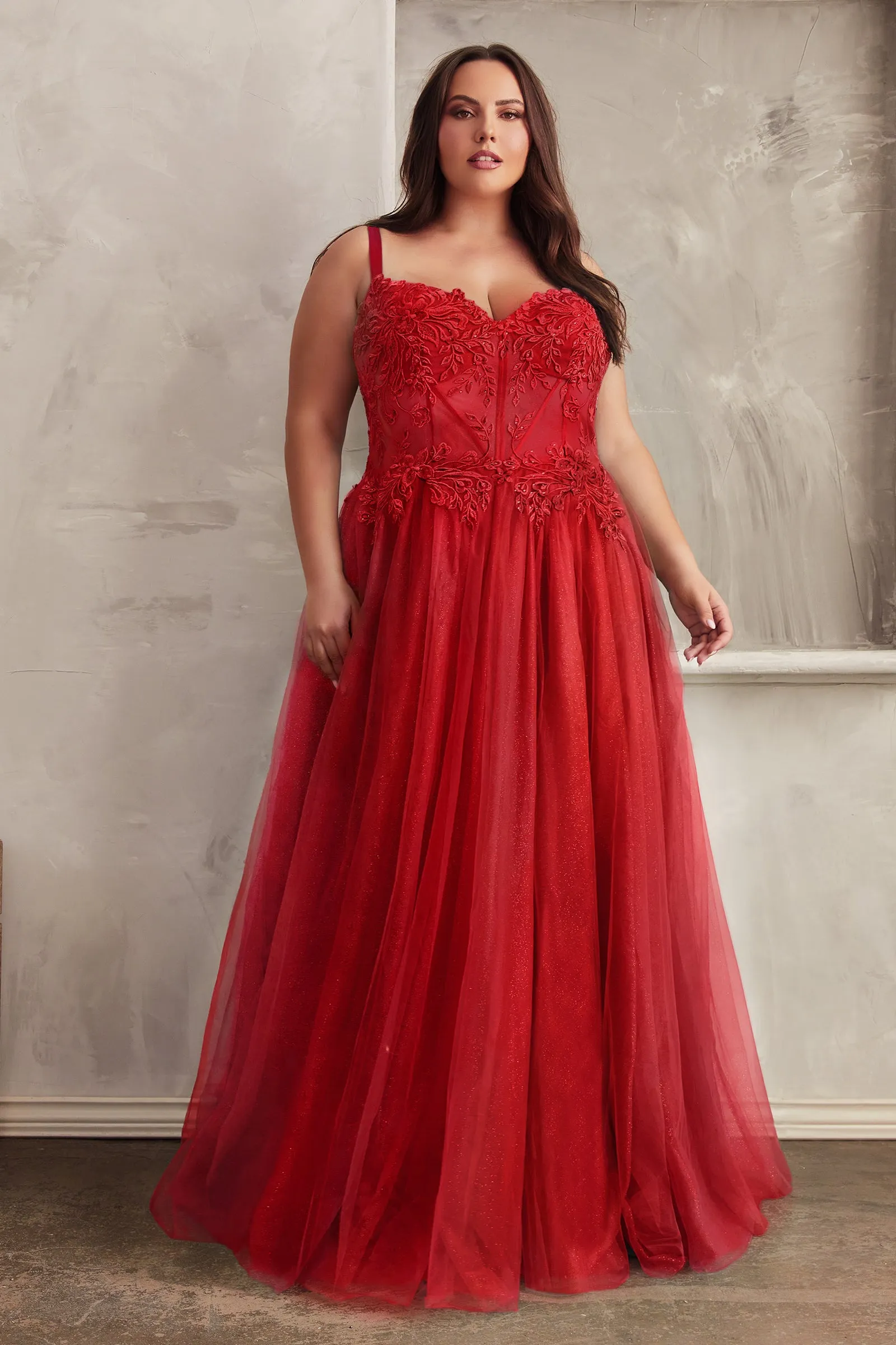 CINDERELLA DIVINE C150C A-Line Stunning Dress with Sheer Bodice