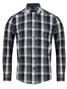 Daniel Grahame Checkered Long Sleeve Casual Shirt - Navy/Green