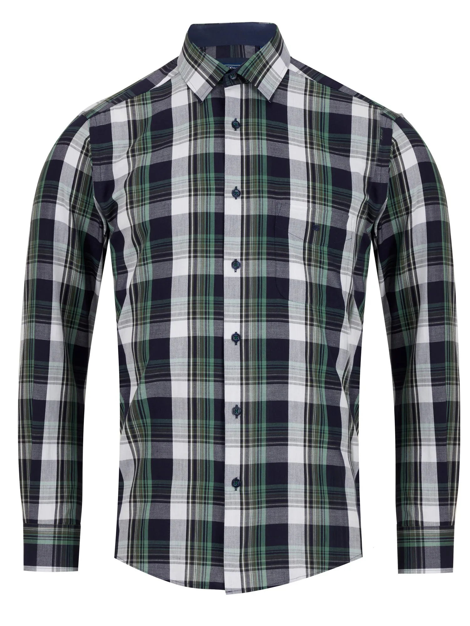 Daniel Grahame Checkered Long Sleeve Casual Shirt - Navy/Green