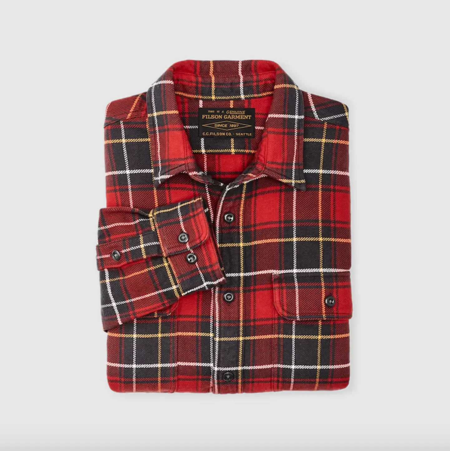 Filson- Vintage Flannel Work Shirt  Red Charcoal Plaid