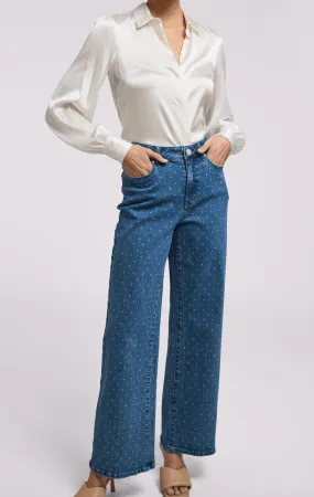 Generation Love Judith Polka Dot Denim Pants in Blue Crush