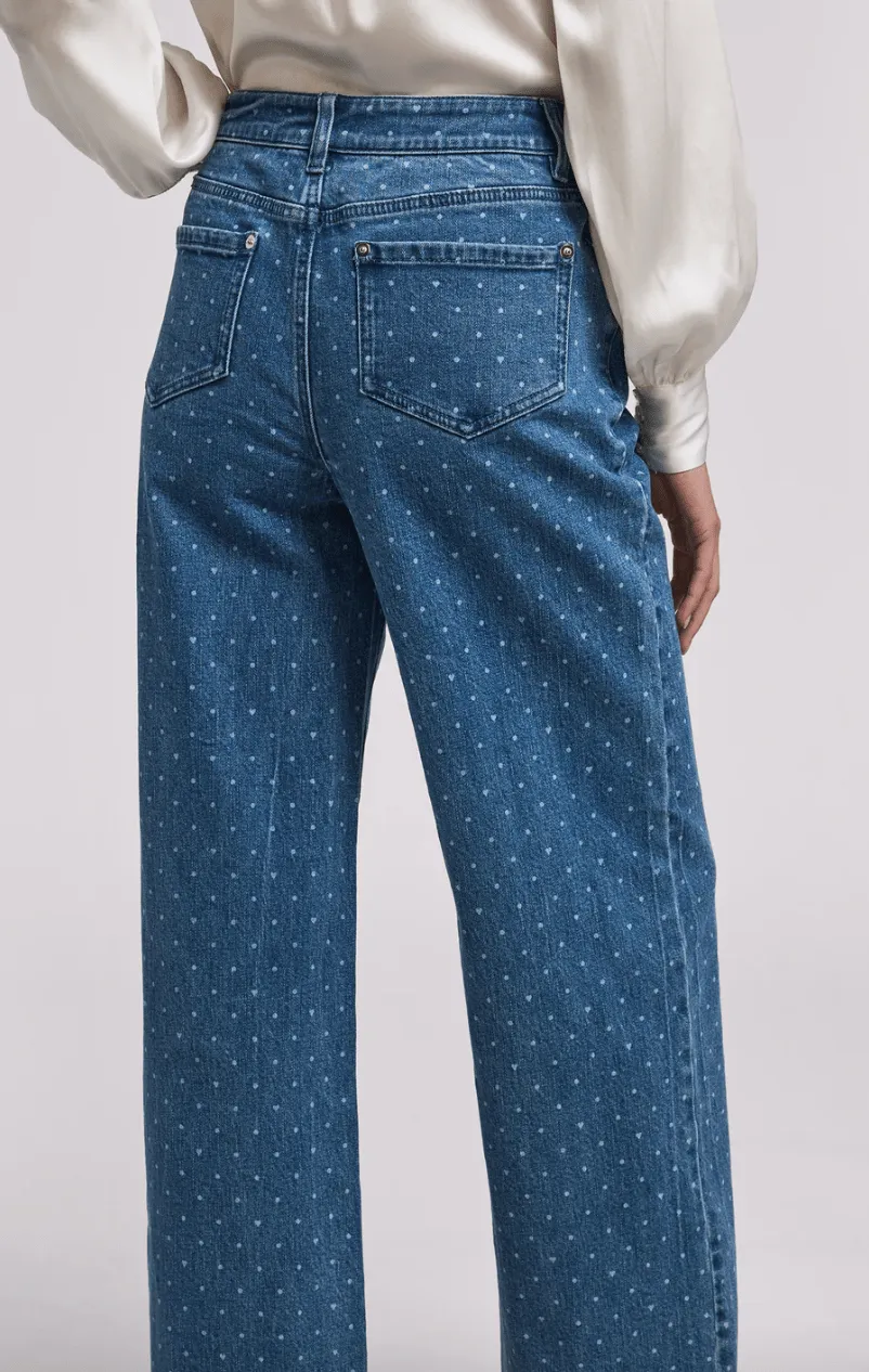 Generation Love Judith Polka Dot Denim Pants in Blue Crush
