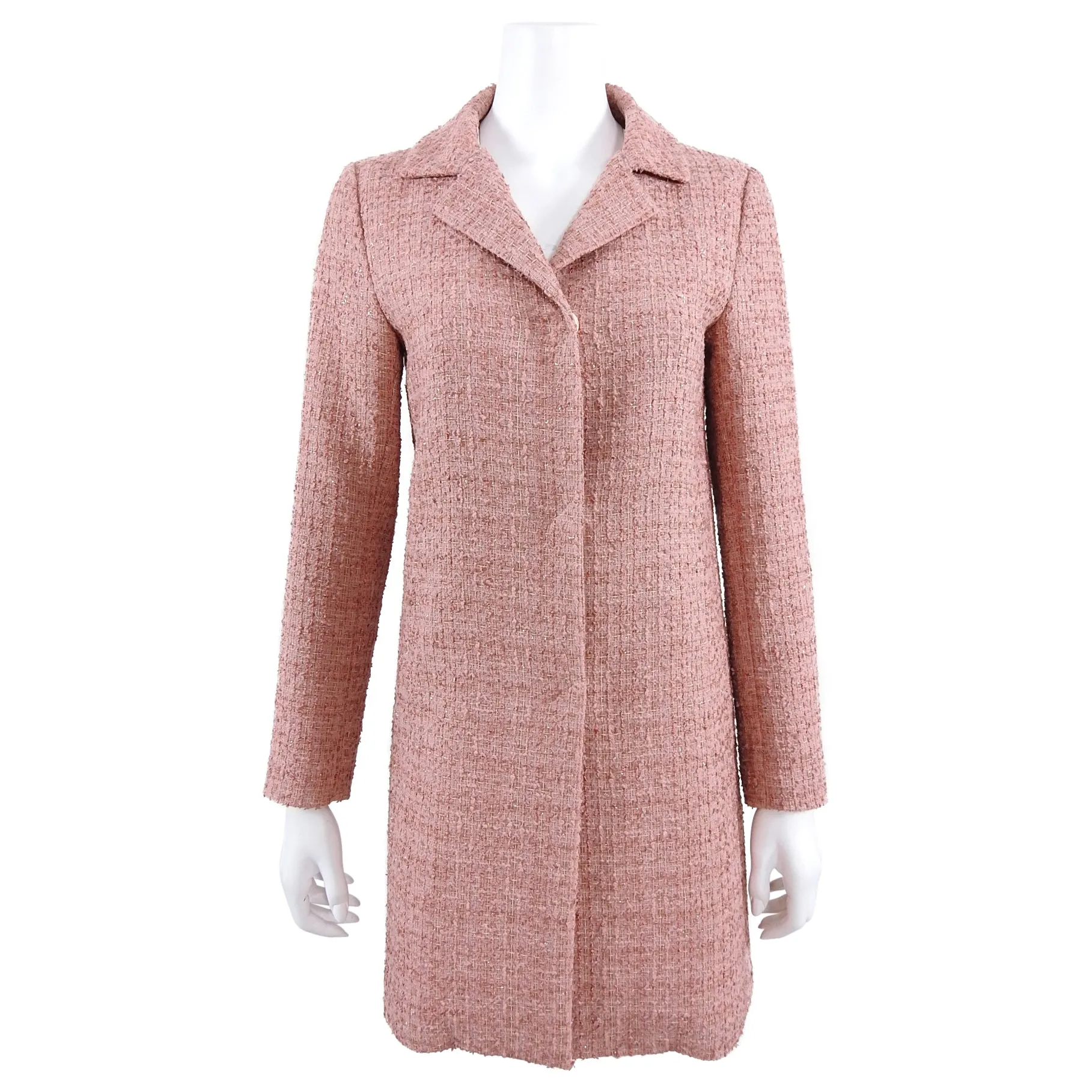 Herno Pink Quartz Tweed Spring Coat - IT42 / USA 6