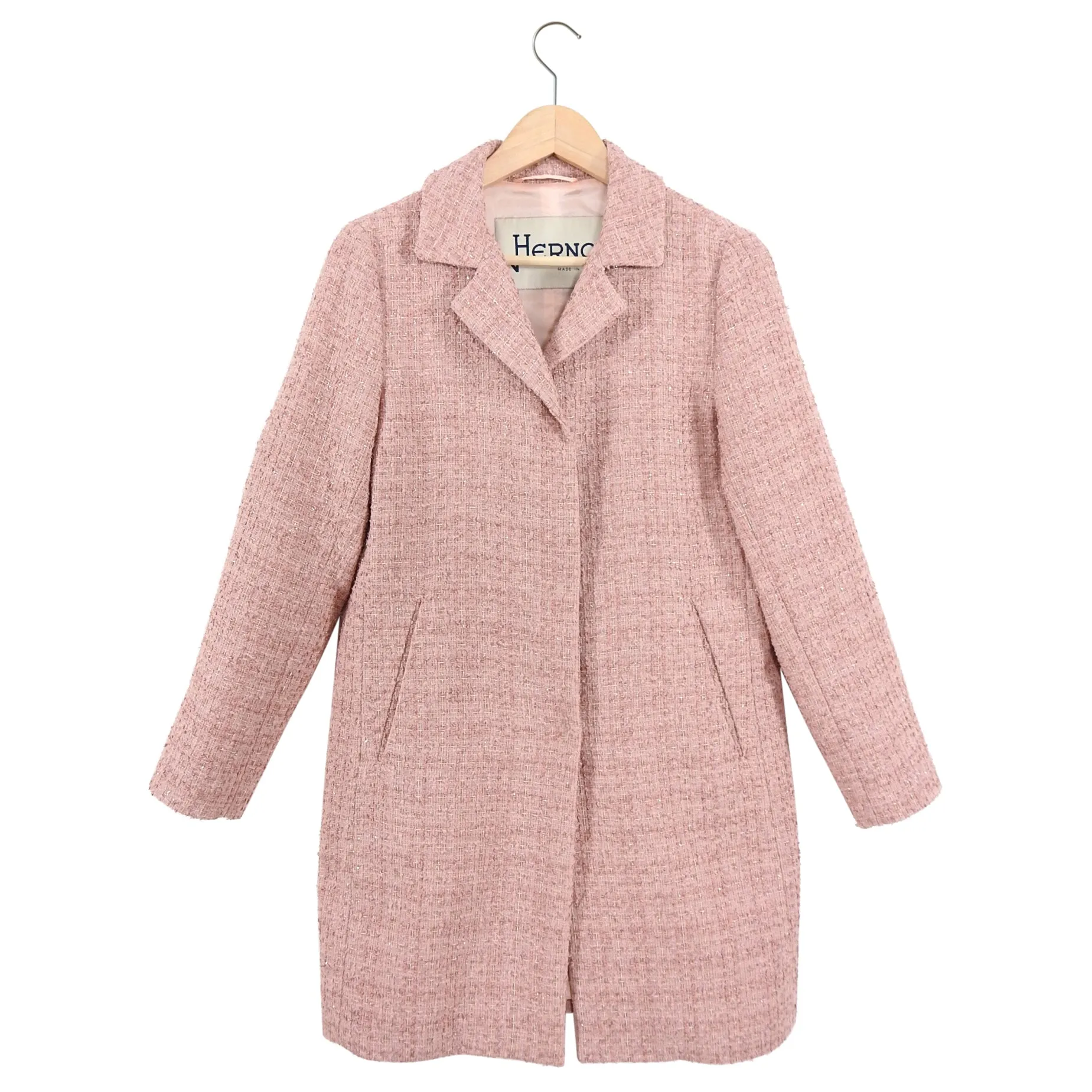 Herno Pink Quartz Tweed Spring Coat - IT42 / USA 6