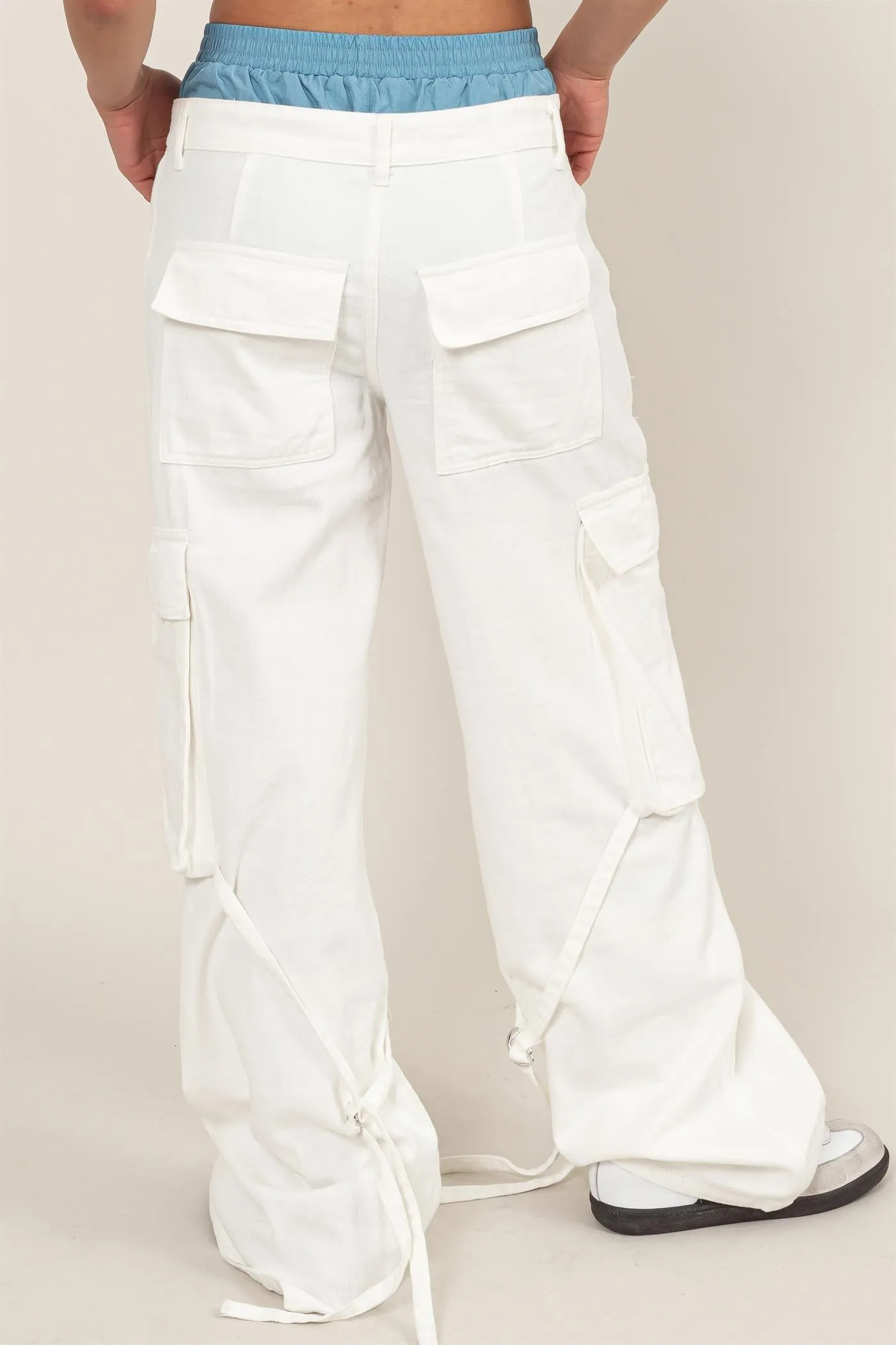 HF24C781-Upscale Vibe Washed Denim Cargo Pants