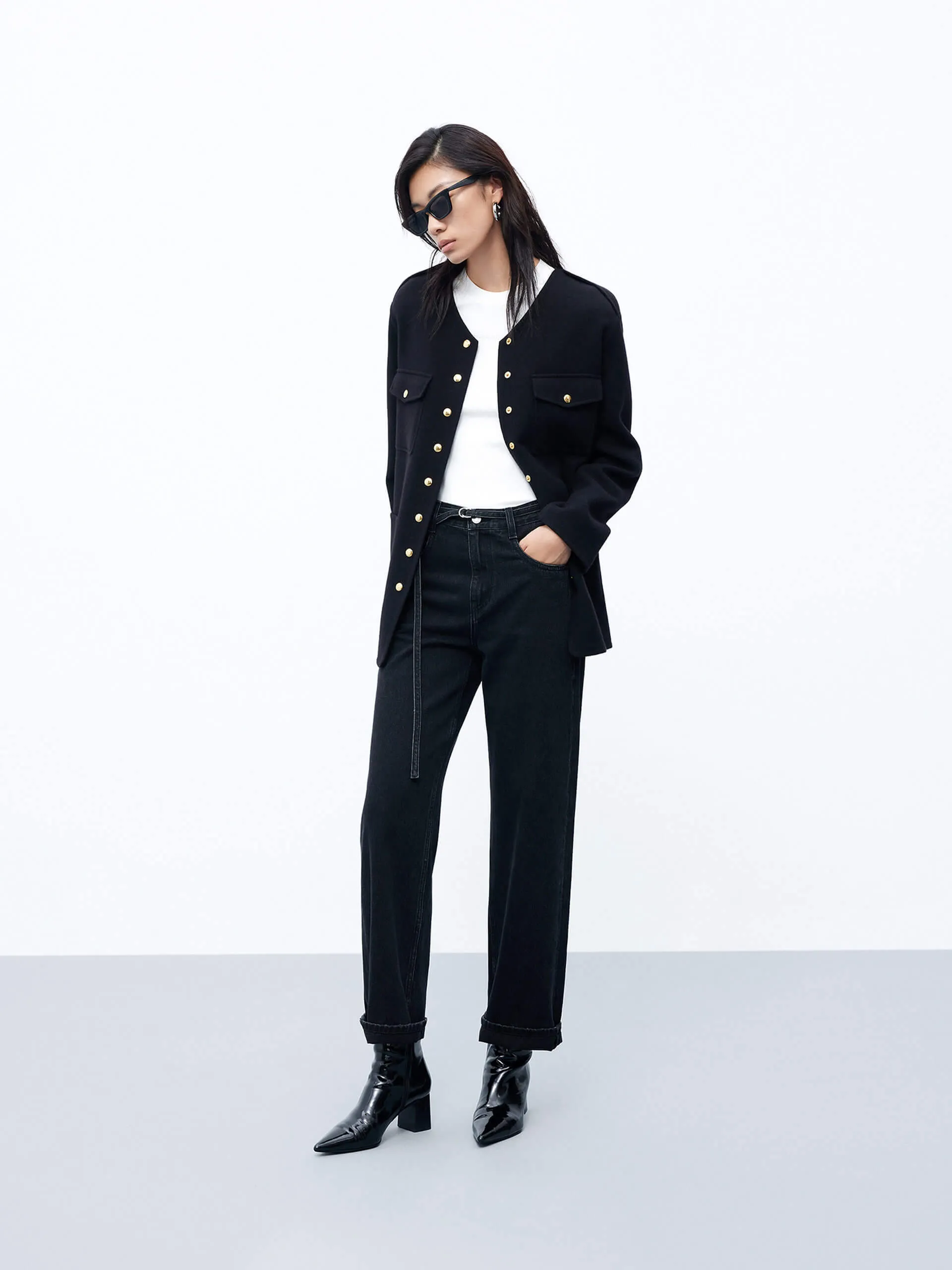 Include Belt Straight Jeans