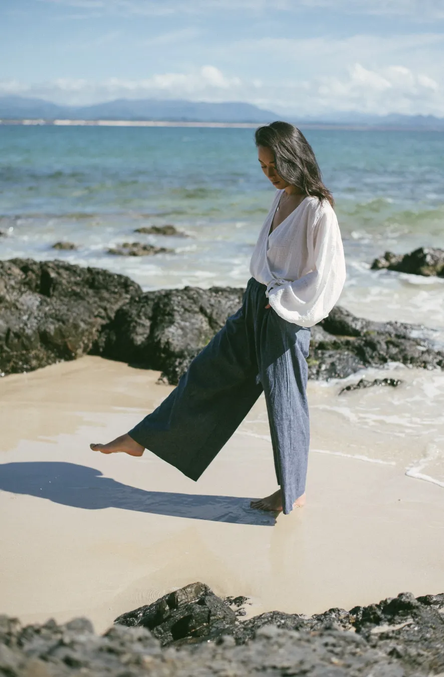 Ivy Pant  - Navy Pinstripe