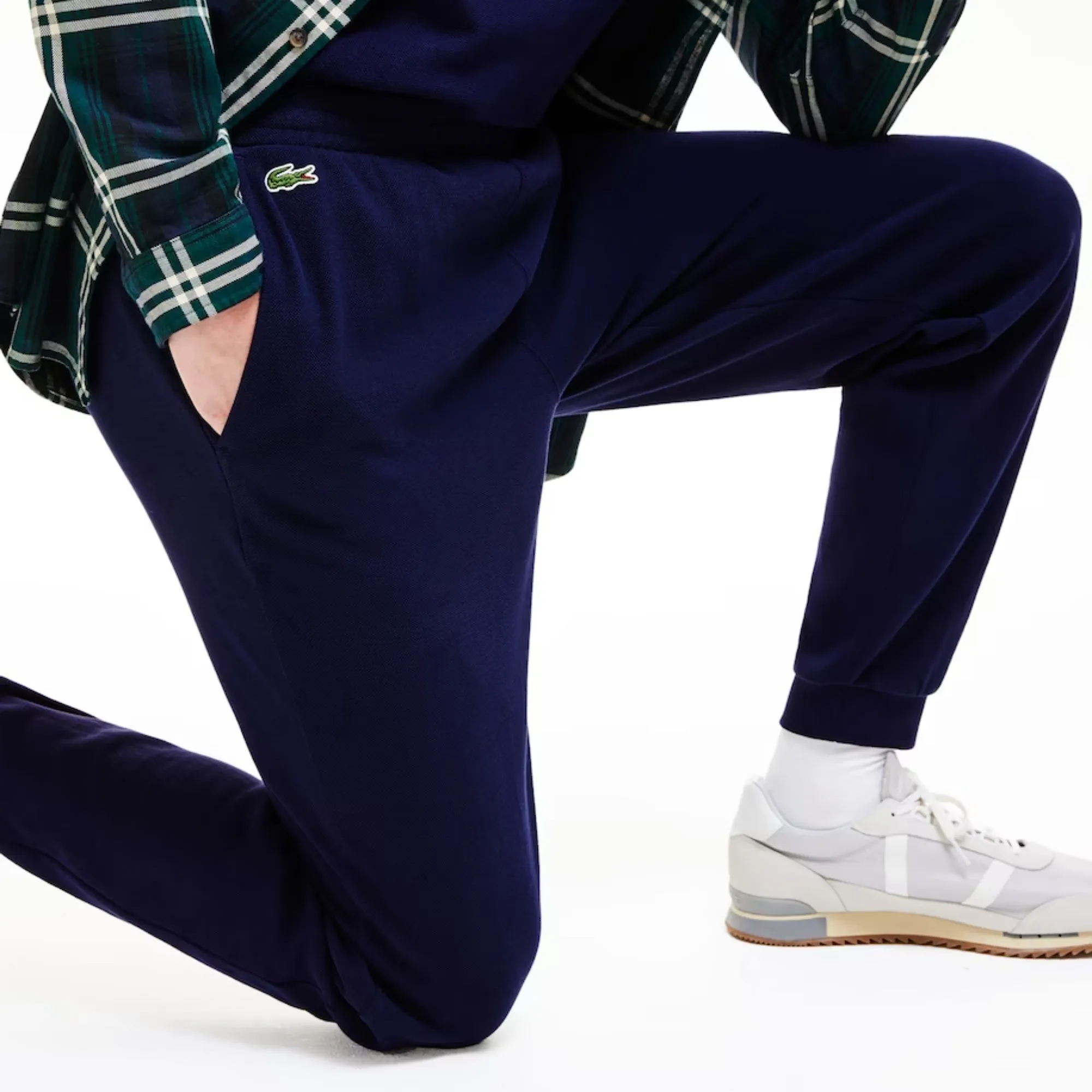 Lacoste Men'S Elasticized Waistband Piqué Fleece Sweatpants - Sinople