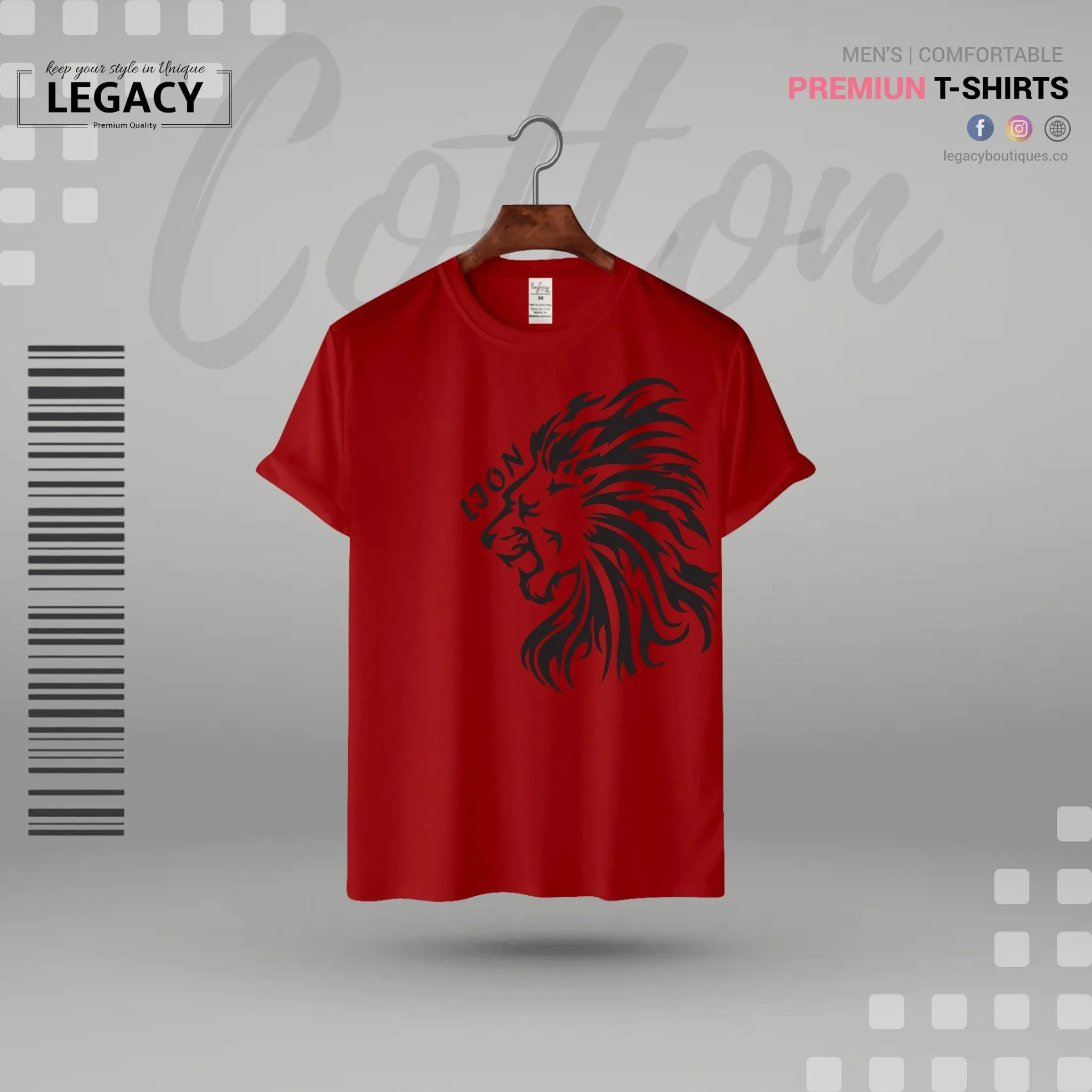 Legacy Men's Powerful lion Printed T-Shirt