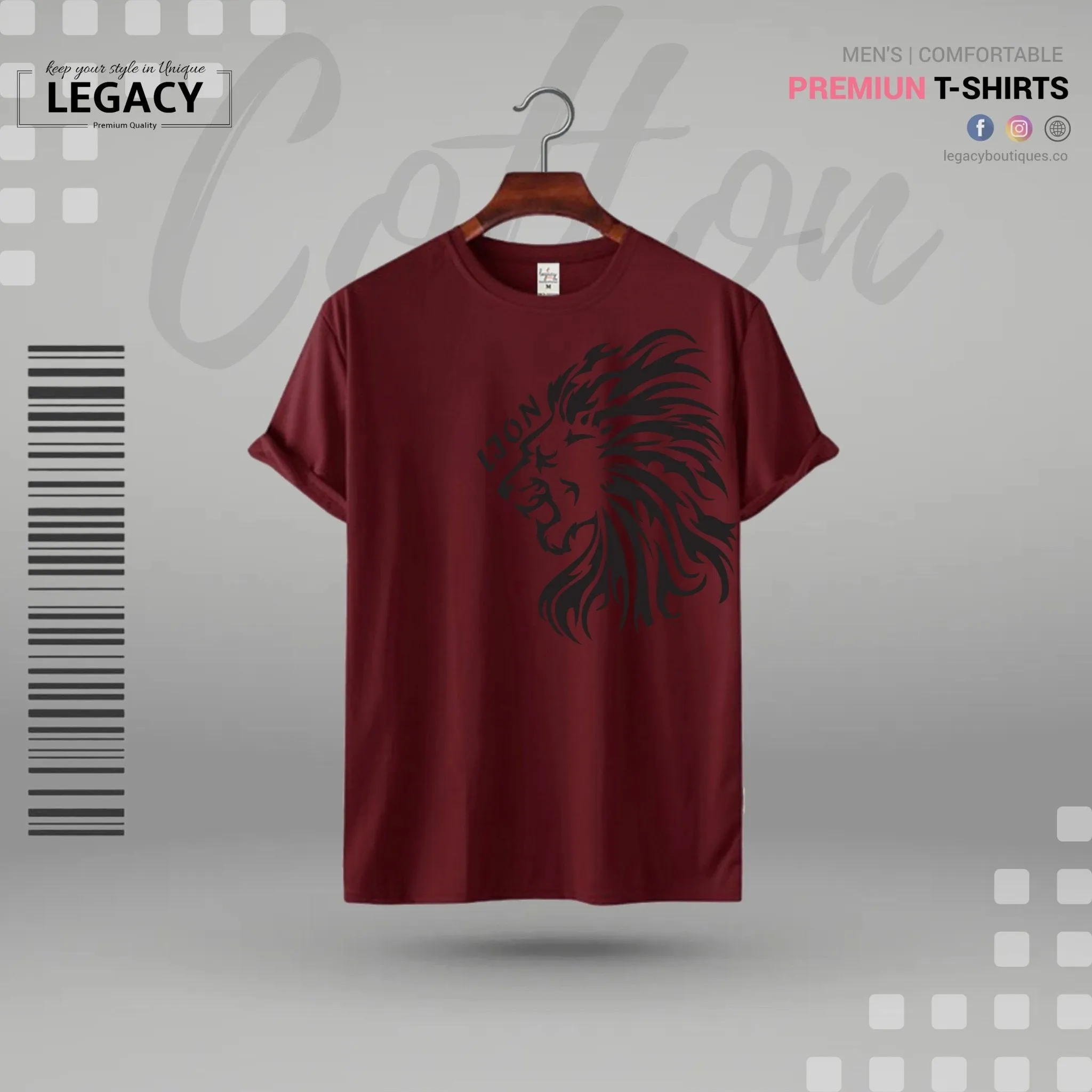 Legacy Men's Powerful lion Printed T-Shirt