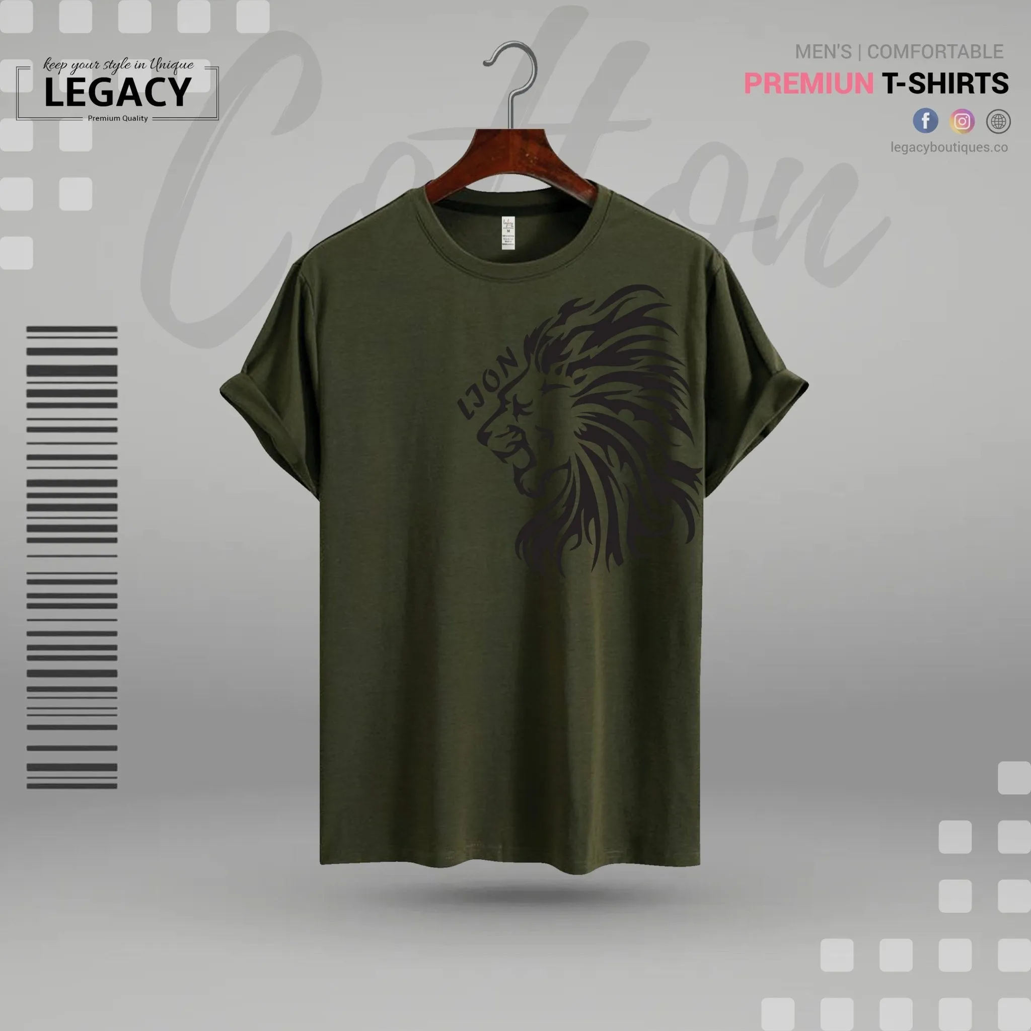 Legacy Men's Powerful lion Printed T-Shirt