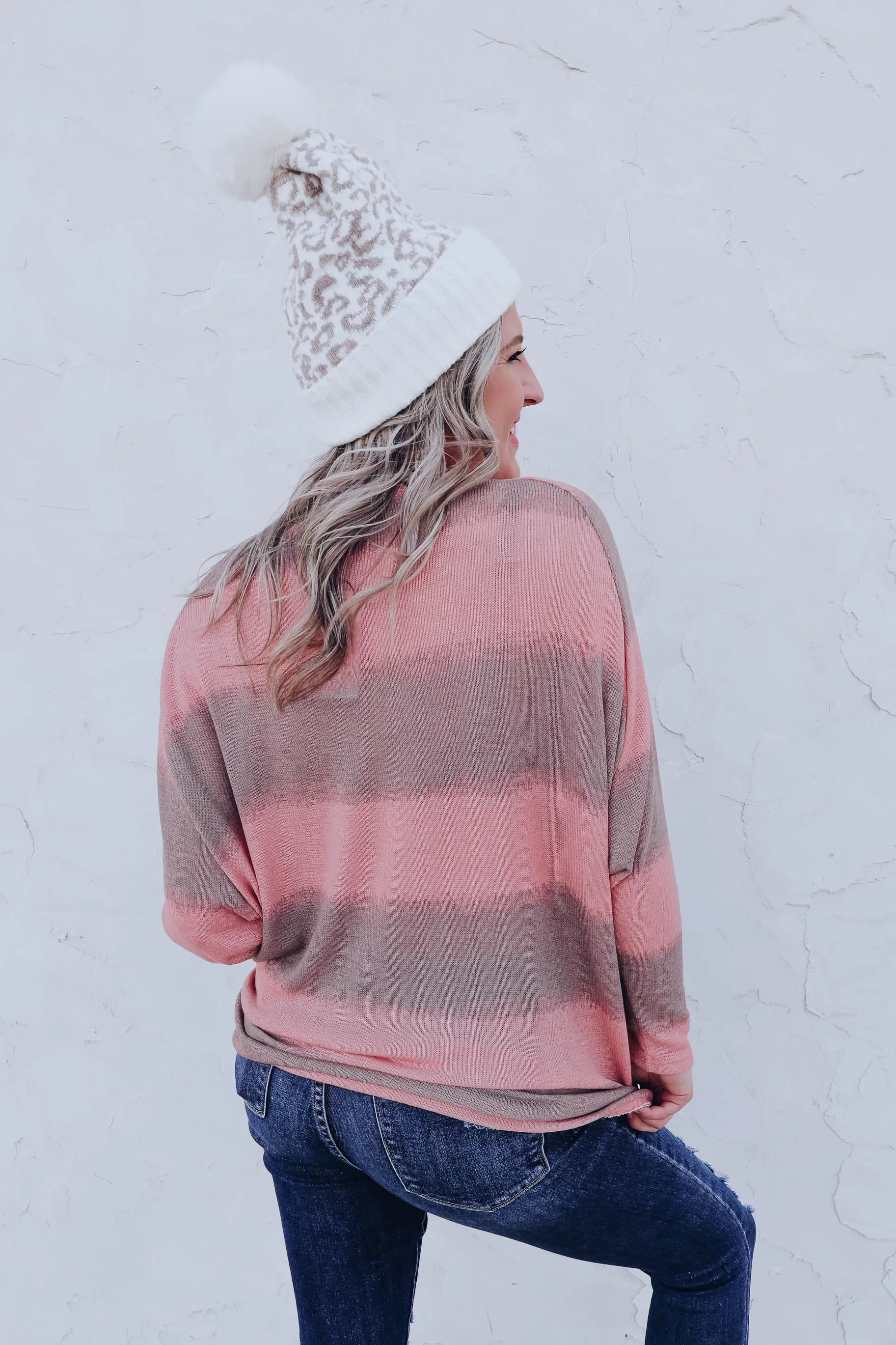 Mandy Striped Dolman Oversized Top - Pink