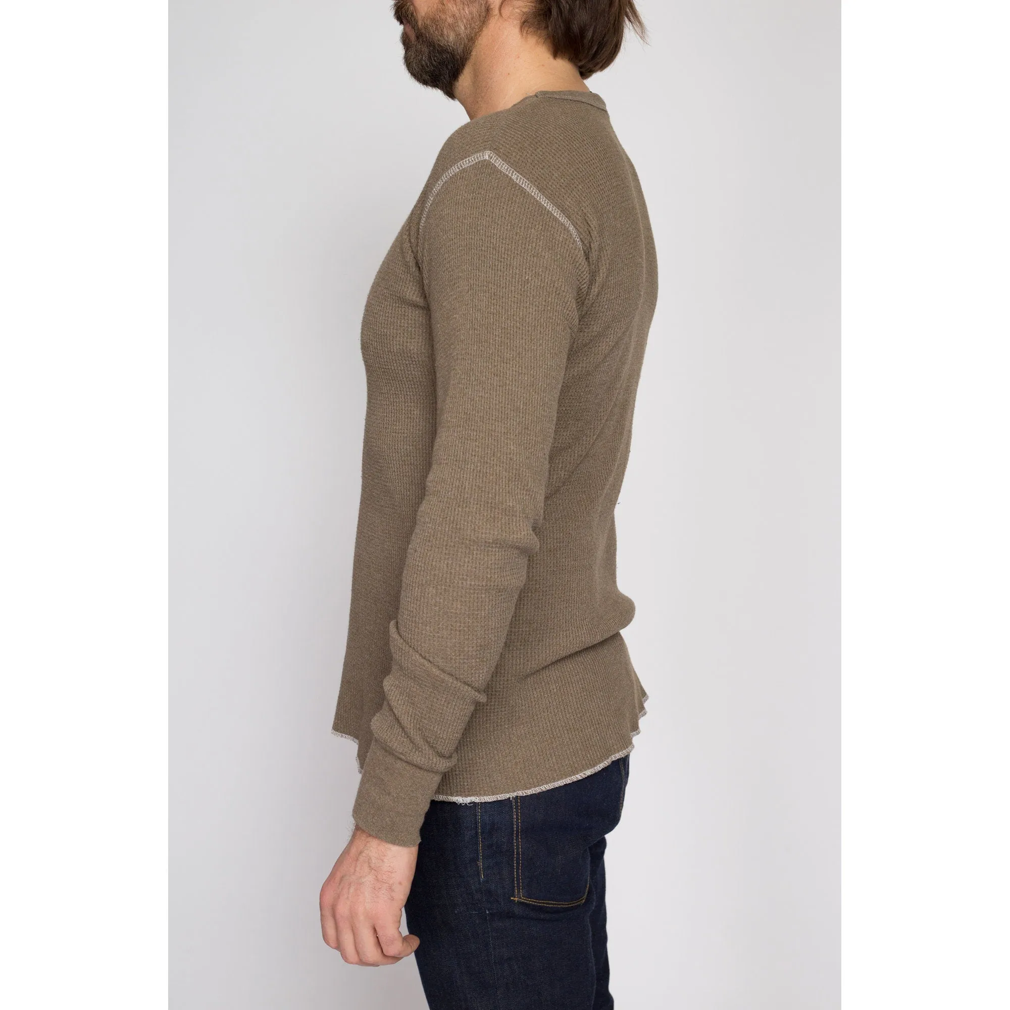 Medium 90s "Keep On Truck'n" Brown Waffle Knit Shirt