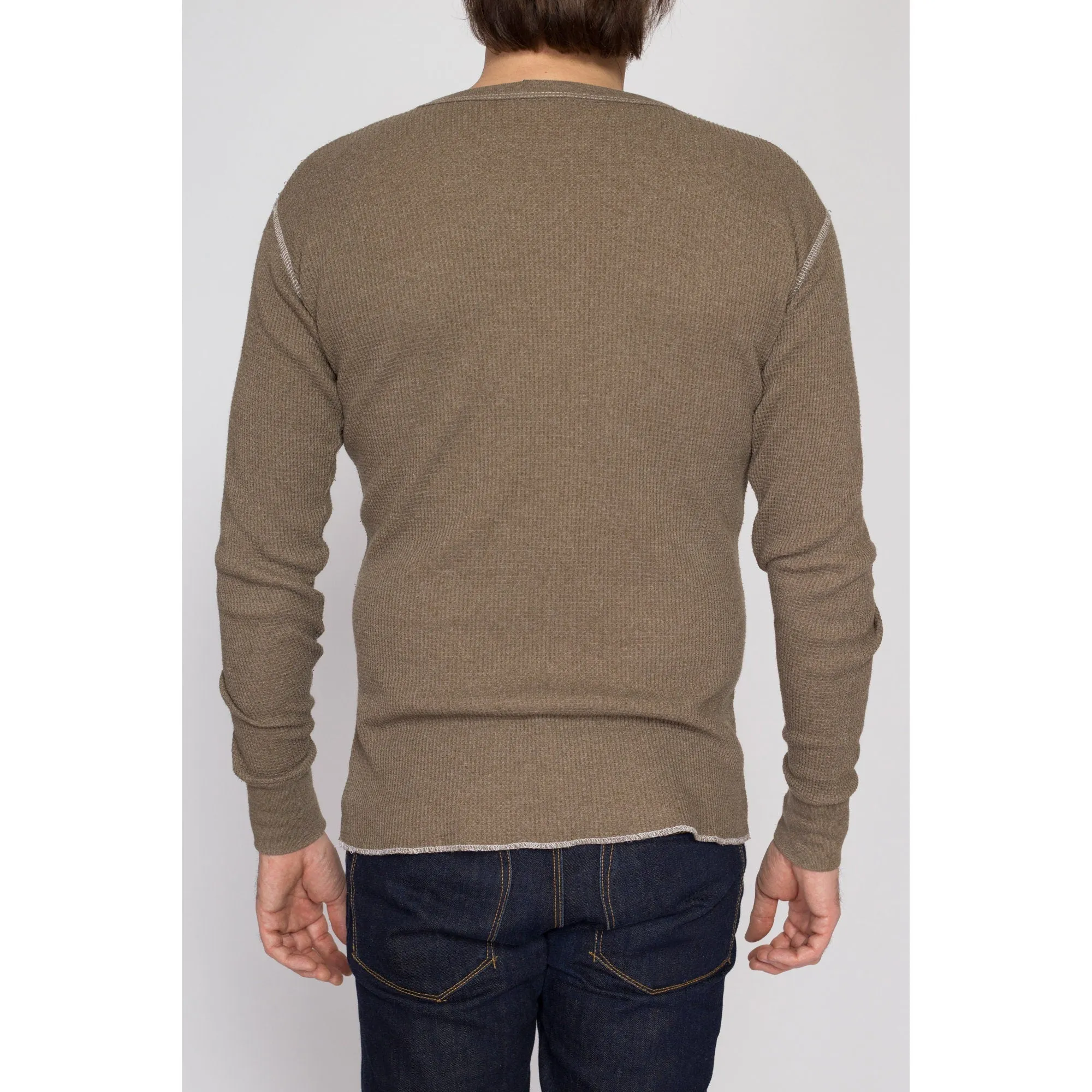 Medium 90s "Keep On Truck'n" Brown Waffle Knit Shirt