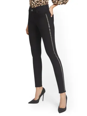 Mya Curvy High-Waisted Sculpting No Gap Super-Skinny Jeans - Rhinestone Stripes