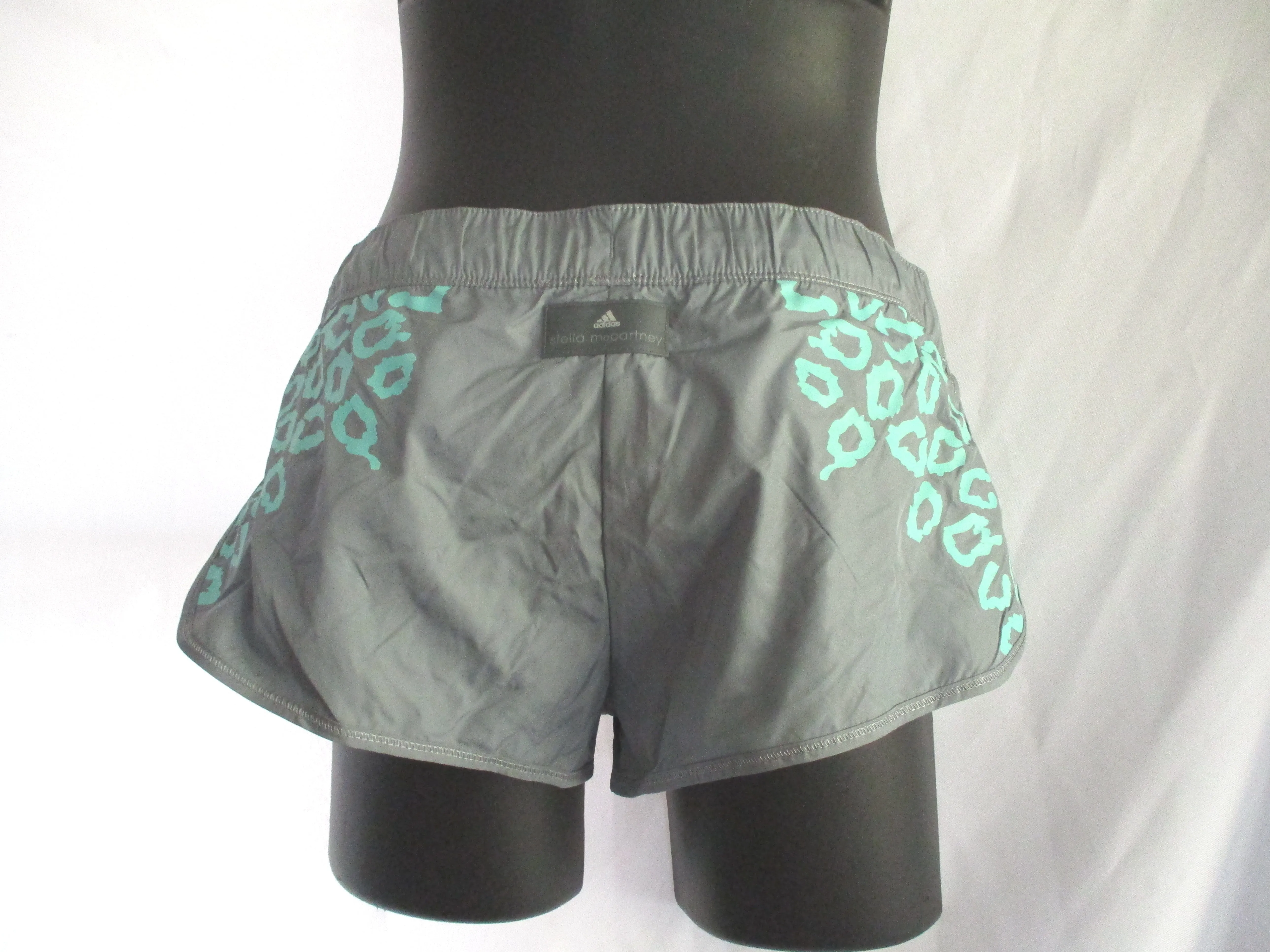 NEW ADIDAS STELLA MCCARTNEY Run Perf Shorts 36 GREY BLUE LEOPARD