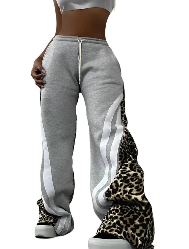 Patch Leopard Flare Sweatpants