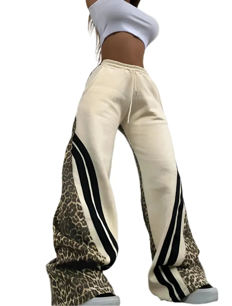 Patch Leopard Flare Sweatpants