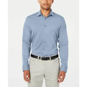 Ryan Seacrest Distinction Men's Slim Fit Non-iron Dress Shirt Sk Blue