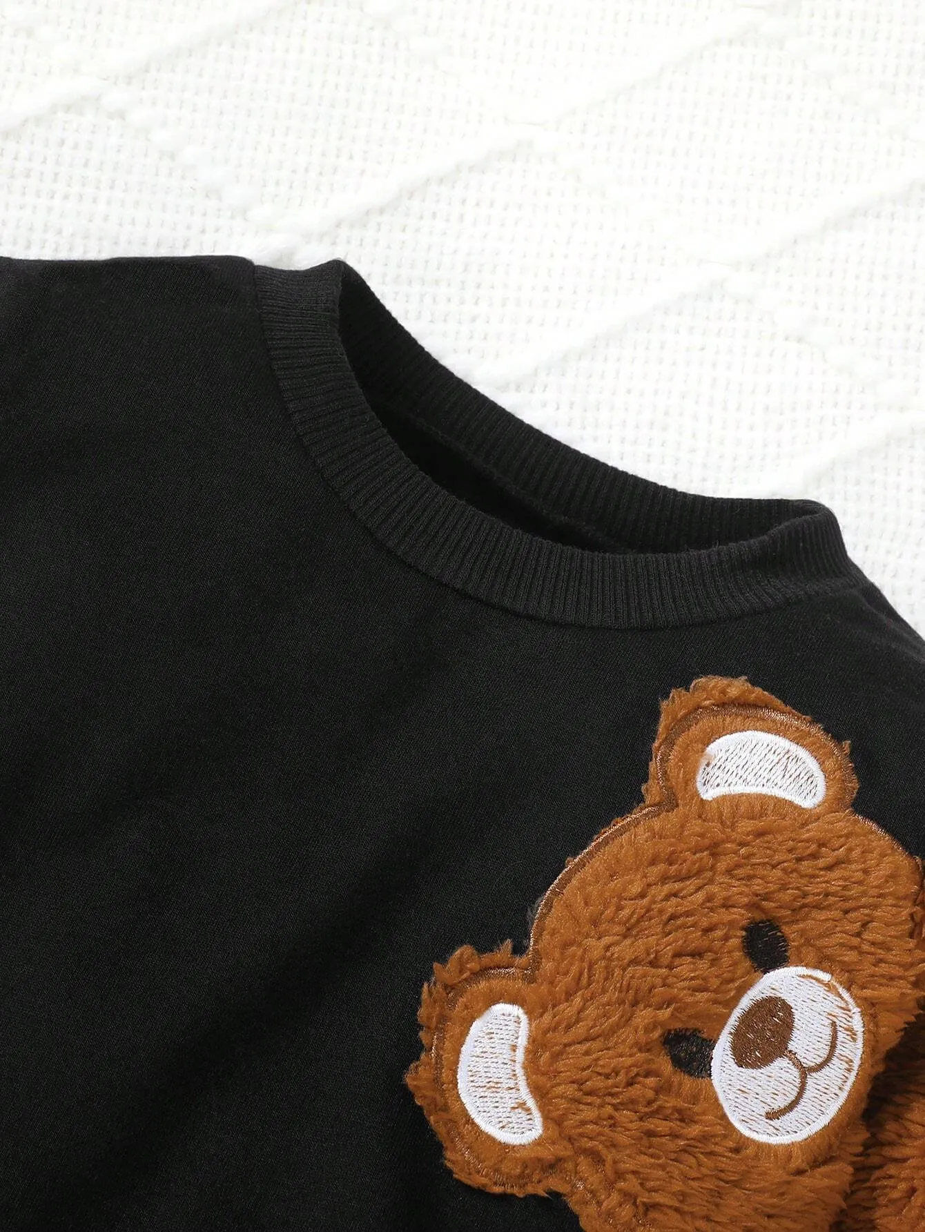 SHEIN Baby Boy Teddy Bear Embroidery Sweatshirt & Sweatpants