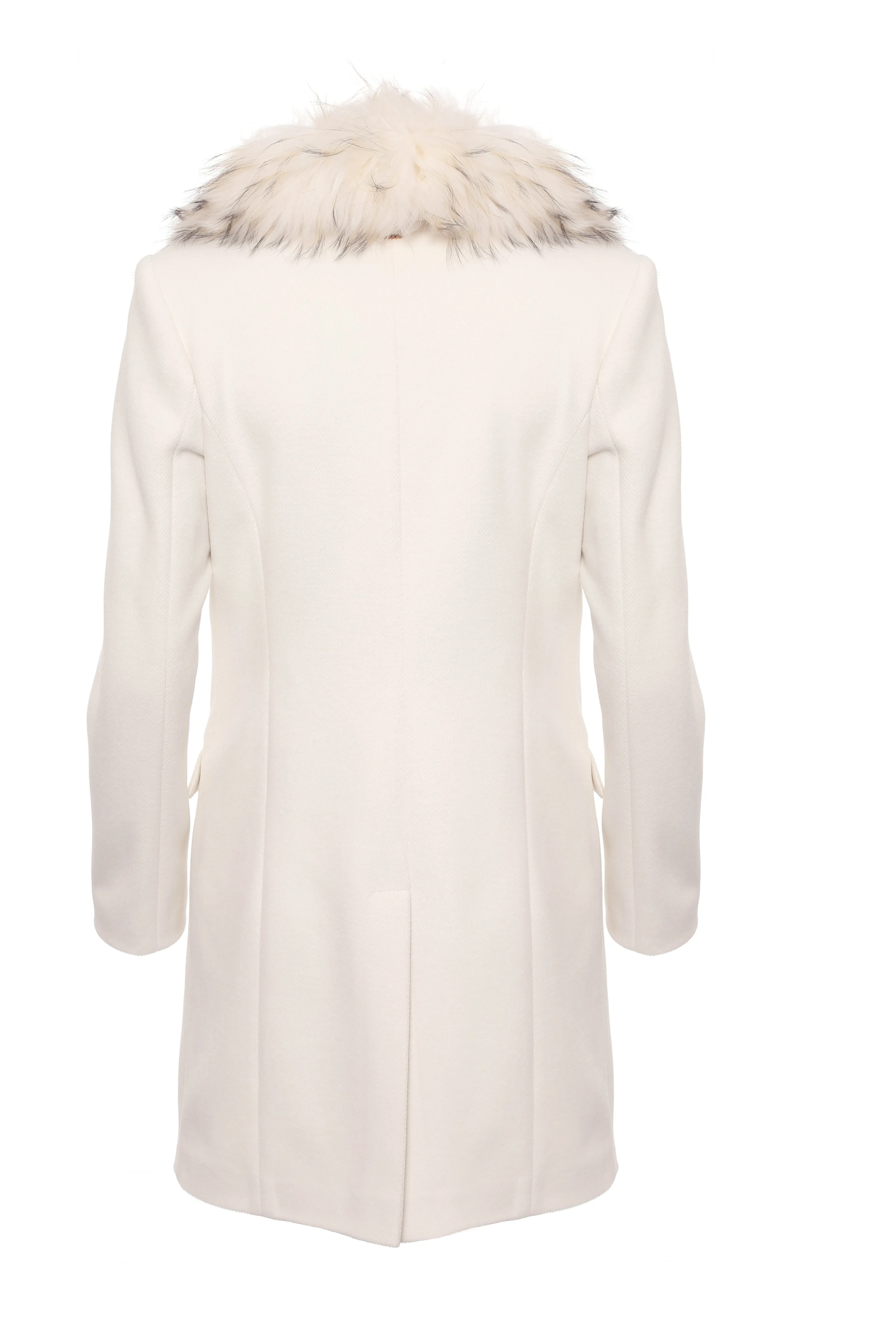 Single breasted slim coat with neck in fur