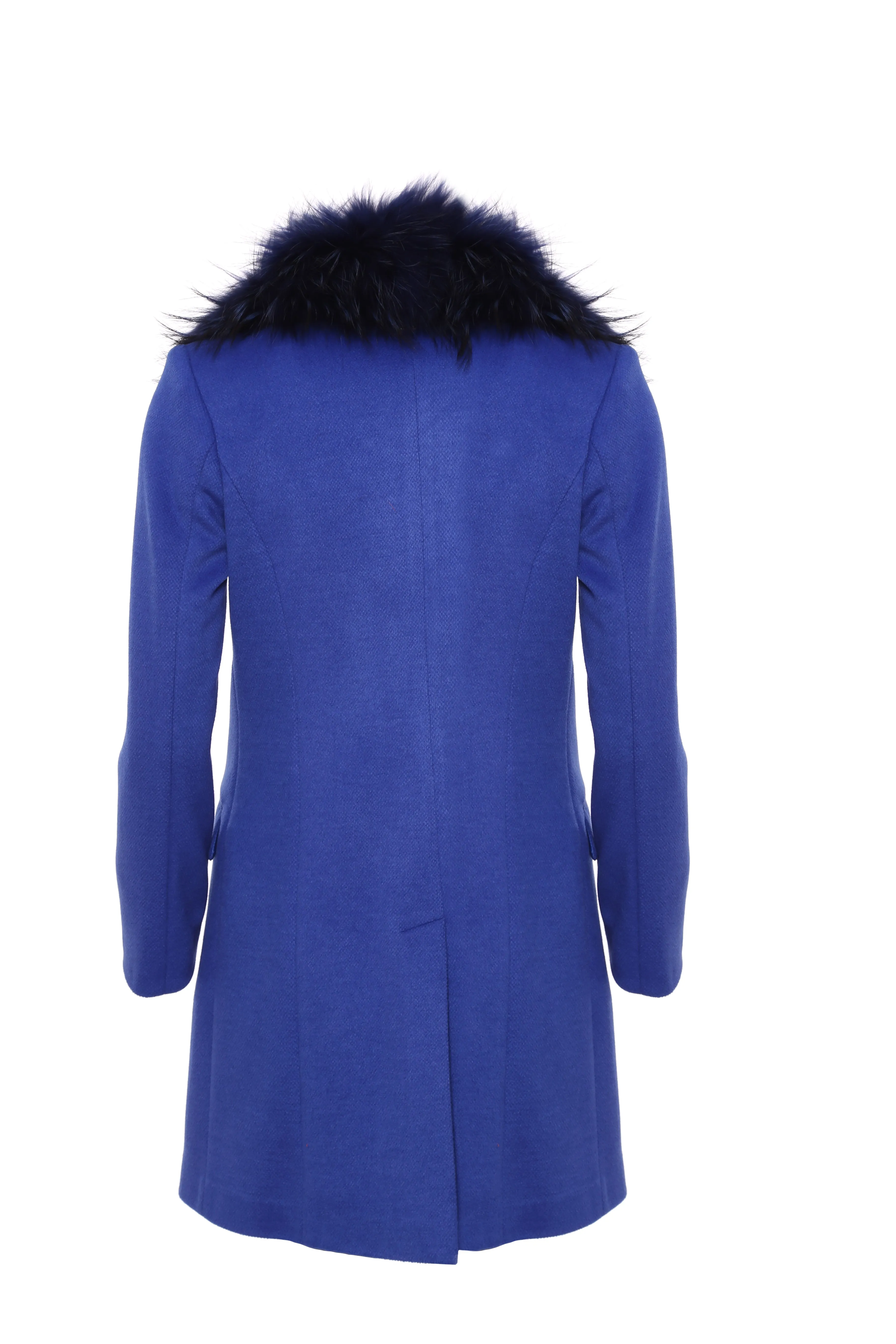 Single breasted slim coat with neck in fur