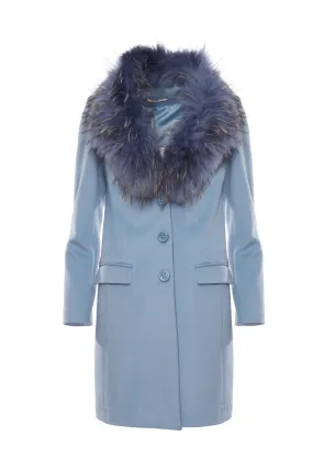 Single breasted slim coat with neck in fur