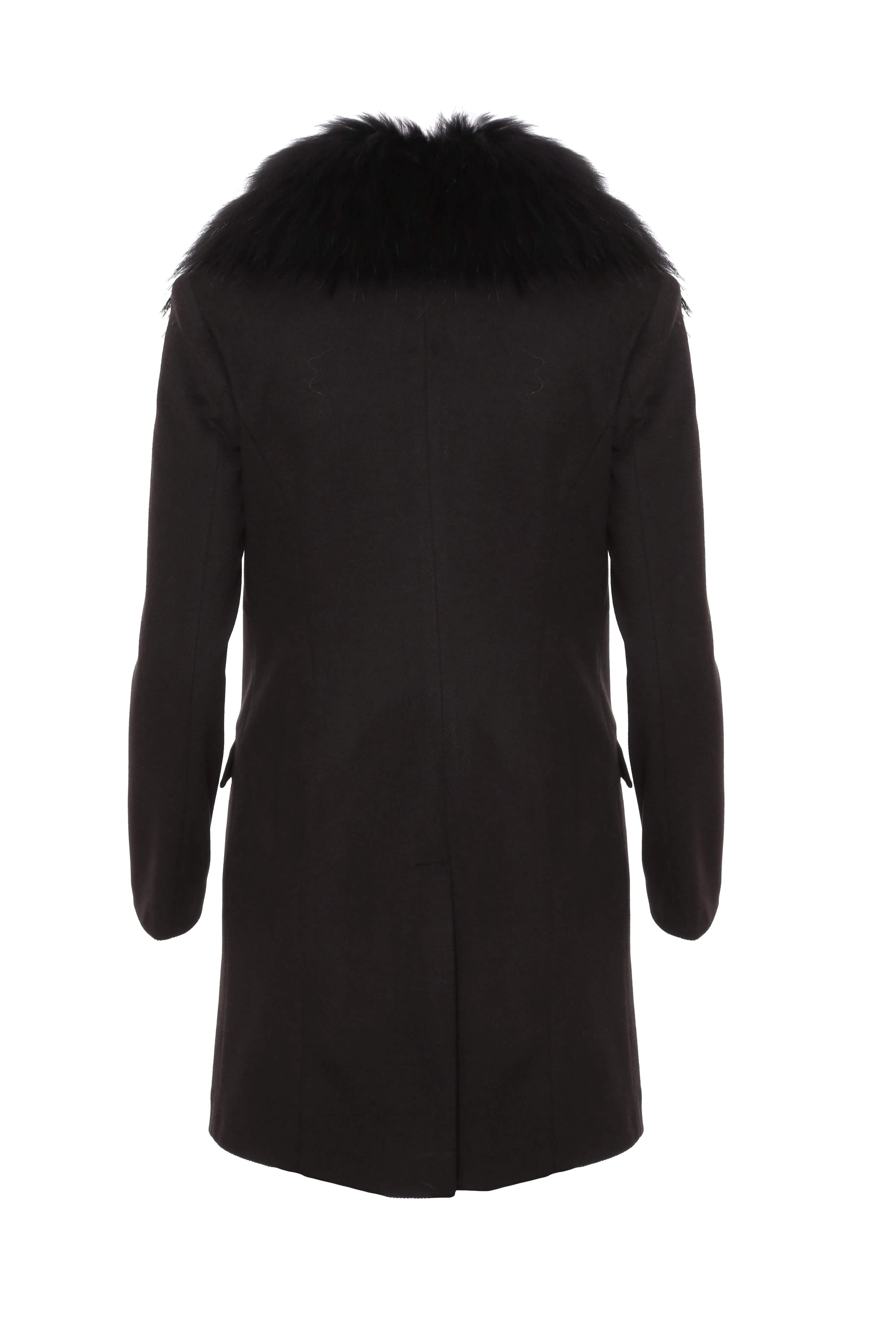 Single breasted slim coat with neck in fur