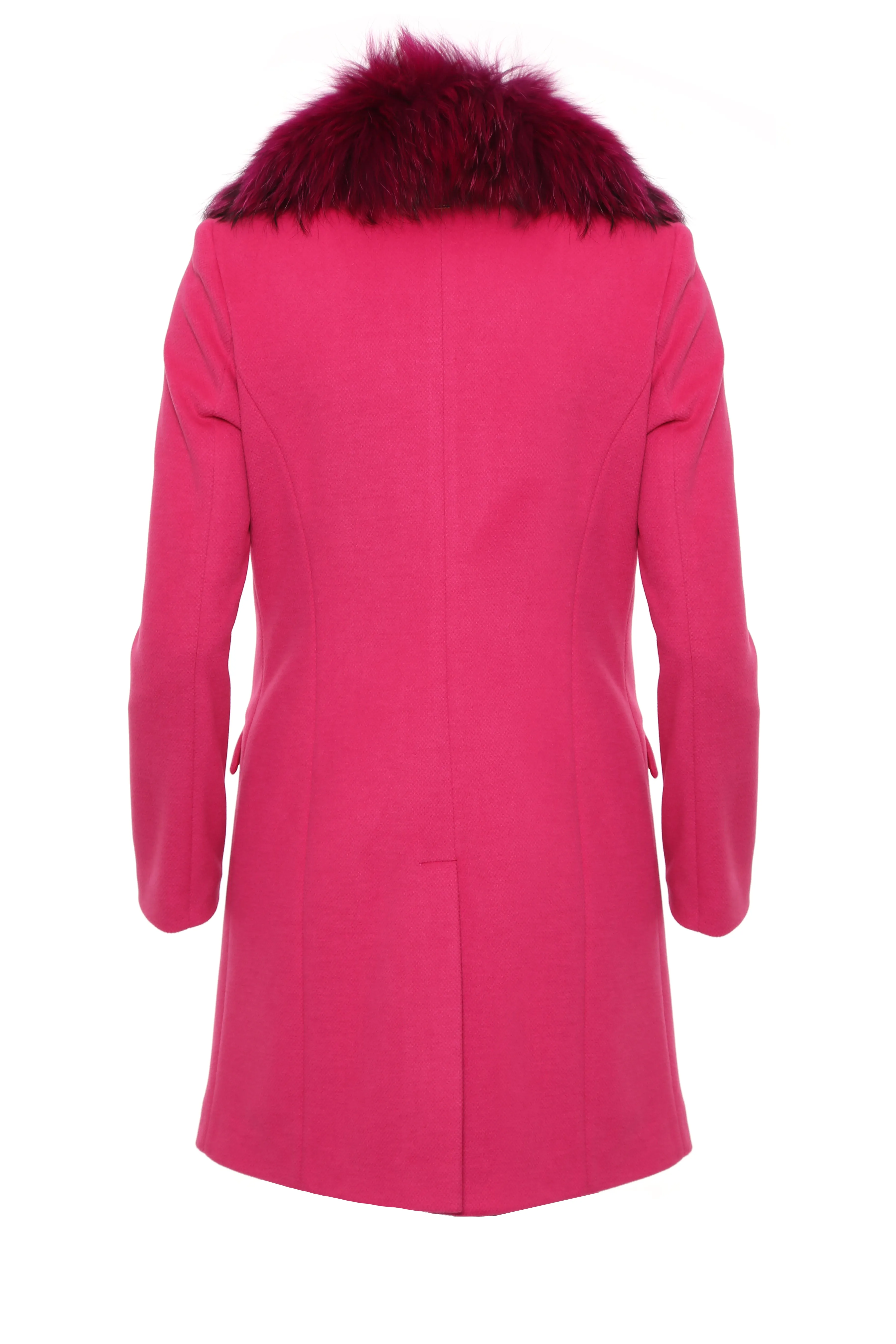 Single breasted slim coat with neck in fur