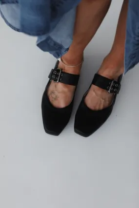 Soho Buckle Ballet Flats - Black