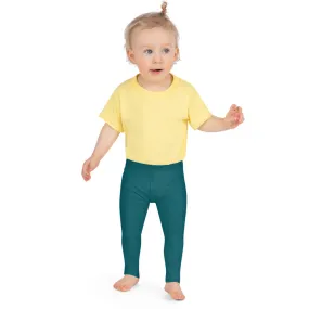 Teal Blue Kid's Leggings, Solid Color Premium Fashion Tights For Boys & Girls-Made in USA/EU/MX