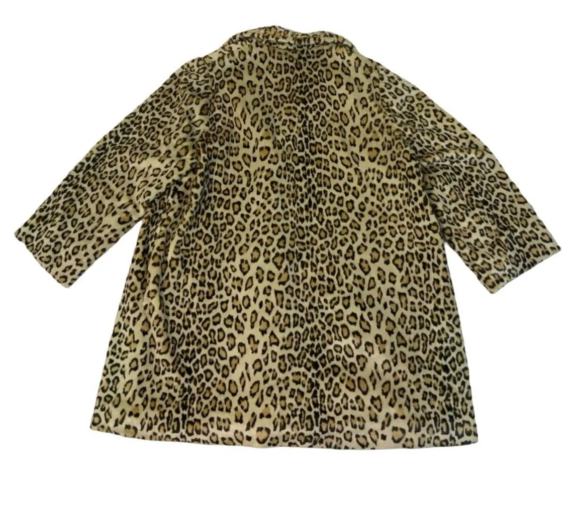 VTG 80s 90s DOLCE AND GABBANA LEOPARD PRINT FAUX FUR COAT SIZE L