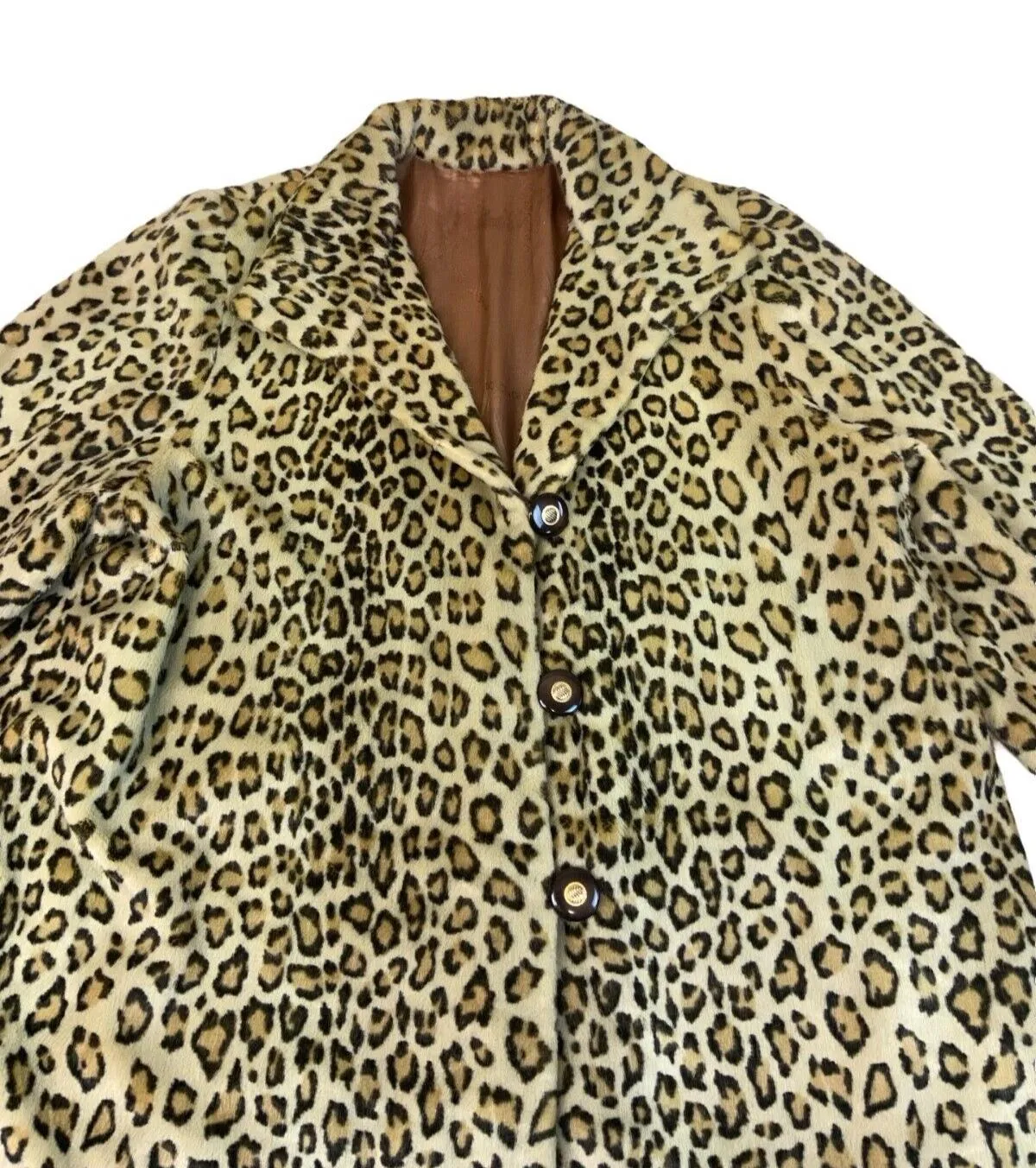 VTG 80s 90s DOLCE AND GABBANA LEOPARD PRINT FAUX FUR COAT SIZE L