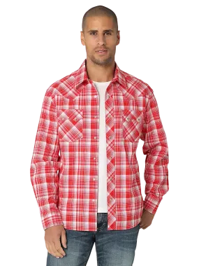 Wrangler Men's Retro Sawtooth Pocket Red Shirt - Big